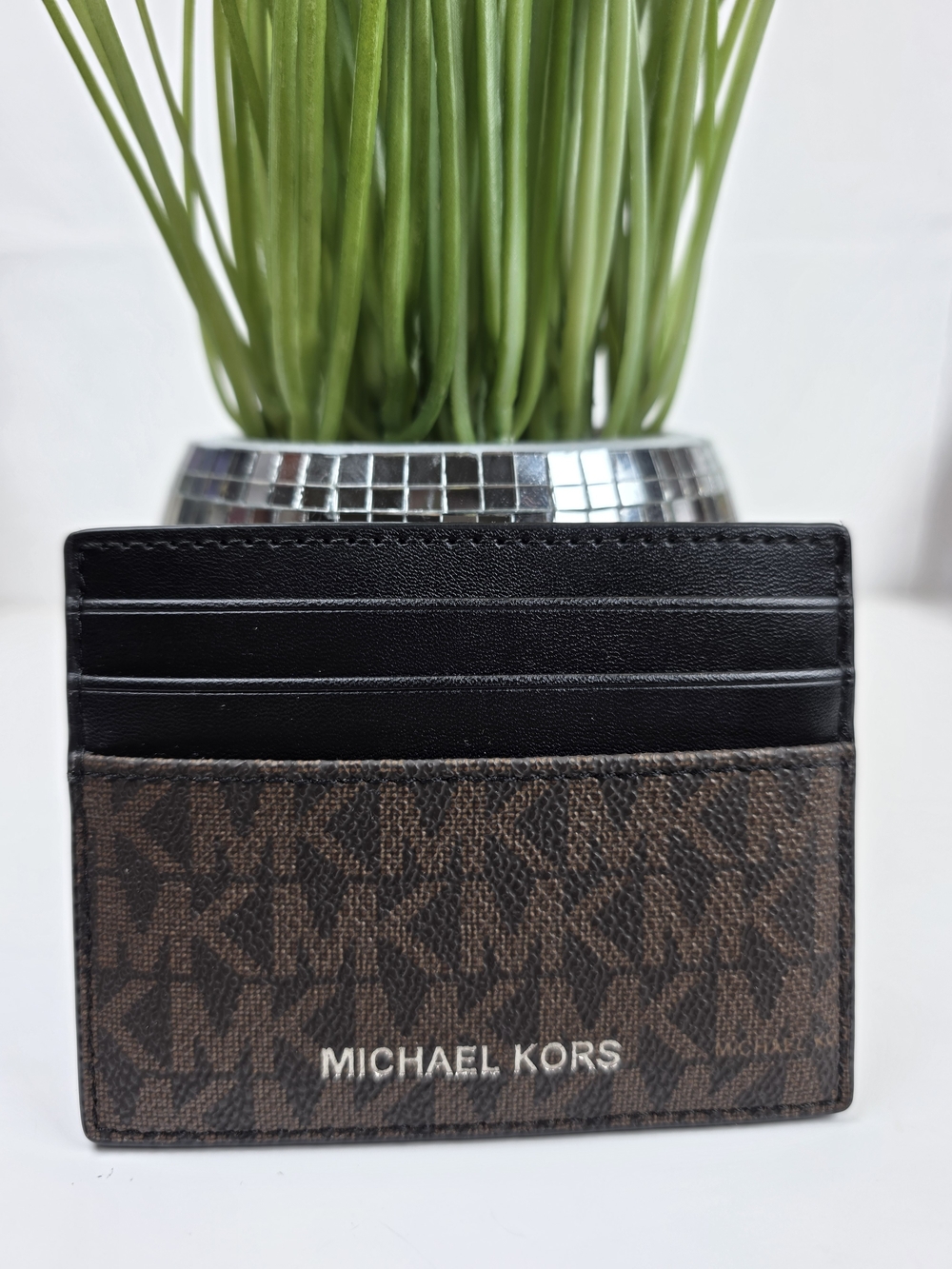 Michael Kors Unisex Brown and Black Signature Slim Card Holder